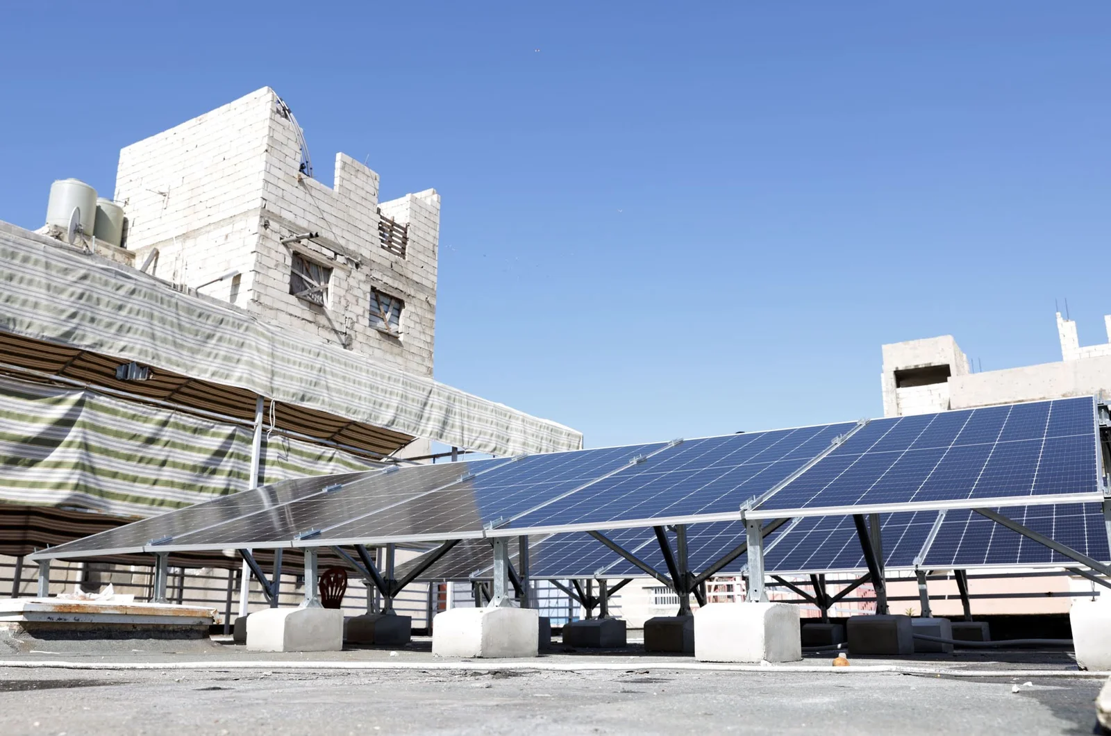 Solar panels installed on a rooftop in Lebanon